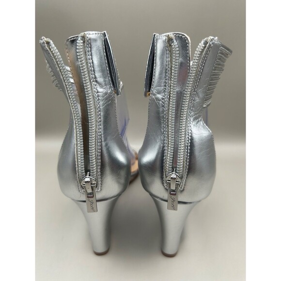 Jewel Badgley Mischka Womens Silver Wedge Ankle Strap Heels Size 7.5M - Picture 7 of 11